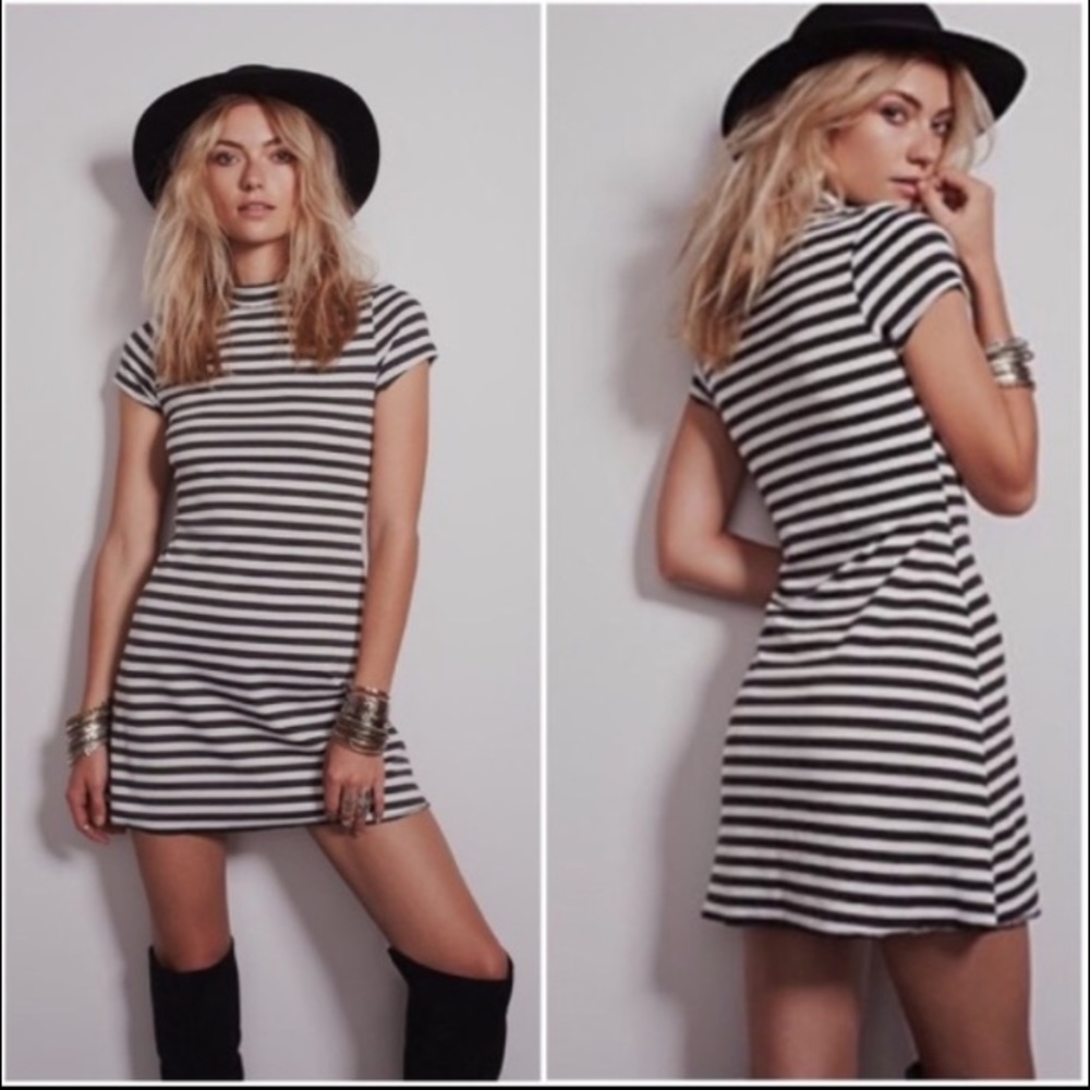 FREE PEOPLE BEACH MOCK NECK MINI DRESS